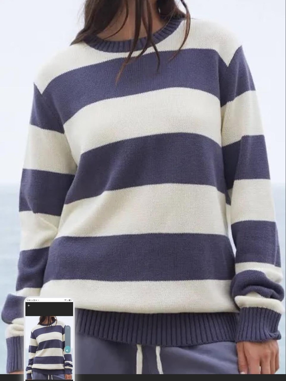 Brandy Melville Cotton Striped Crewneck Sweater